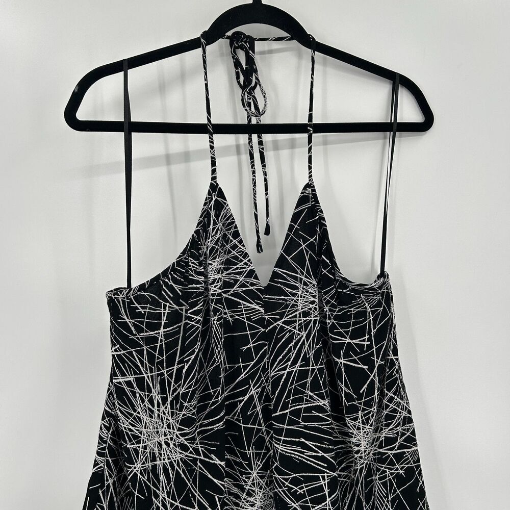 DIANE VON FURSTENBERG Black White Tiered Light Halter Mini Shift Dress Medium - Picture 6 of 9